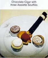 Chocolate cigar with three Asiette Souffles