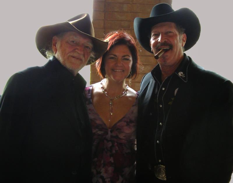 Willie Nelson with Karen Cares---both supporting Kinky Friedman for Governor of Texas